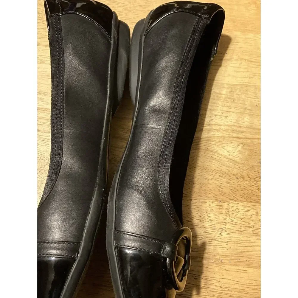 Clarks Gracelin Wind Ballet Flats Sz 9 M Black‎ Leather Womens